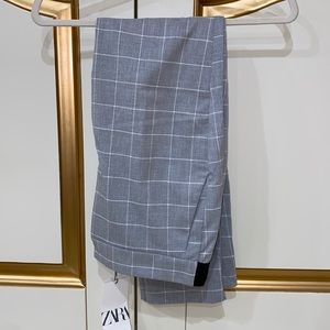 Zara Light Grey Striped High Waisted Dress Pants